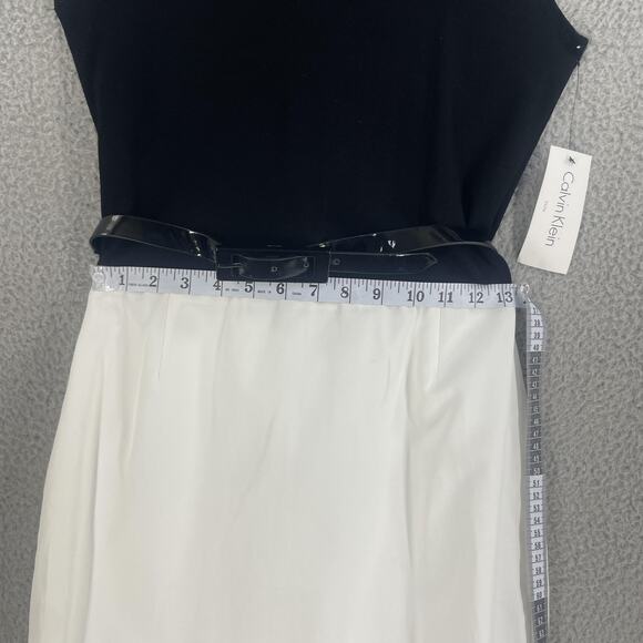 Calvin Klein Jacket Dress Set Womens 2 White Black Belted Sheath Blazer CS84016A - Picture 14 of 16